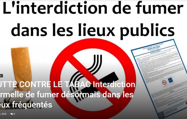 LUTTE CONTRE LE TABAC Interdiction formelle de fumer désormais dans les lieux fréquentés LUTTE CONTRE LE TABAC Interdiction formelle de fumer désormais dans les lieux fréquentés