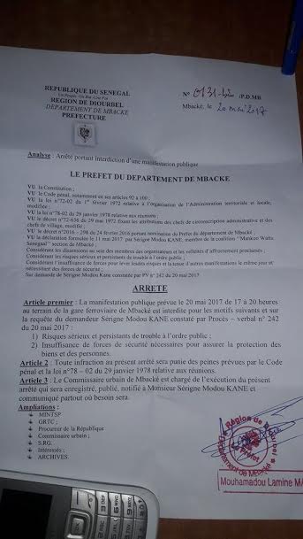 Interdit par le préfet -Le meeting du Pds à Mbacké a eu lieu Interdit par le préfet -Le meeting du Pds à Mbacké a eu lieu
