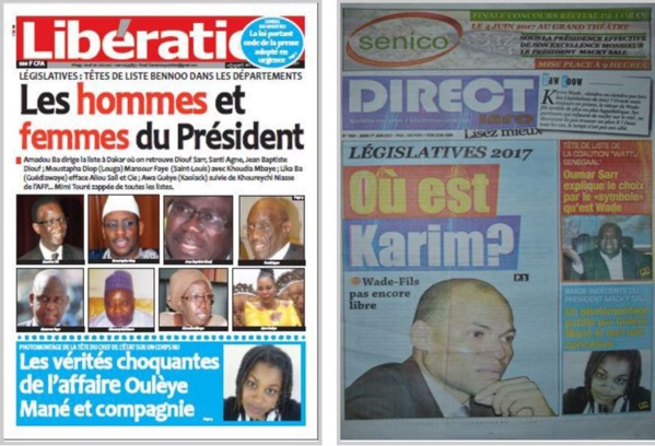 Les investitures à la Une des quotidiens de ce jeudi Les investitures à la Une des quotidiens de ce jeudi