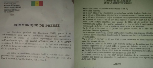 Législatives : 47 listes sur 49