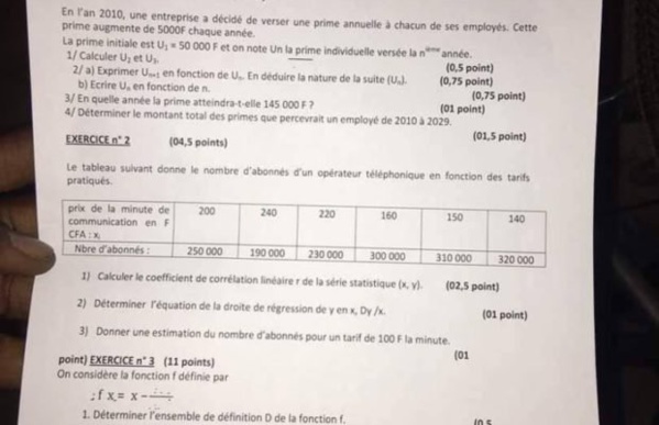 Incroyable mai vrai Baccalauréat 2017: Voici l’épreuve des Mathématiques de cet après-midi –