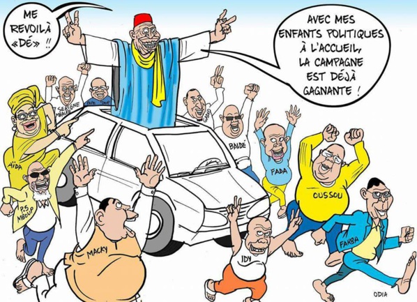 Wade accueilli par ses fils... (La Tribune d'Odia) Wade accueilli par ses fils... (La Tribune d'Odia)