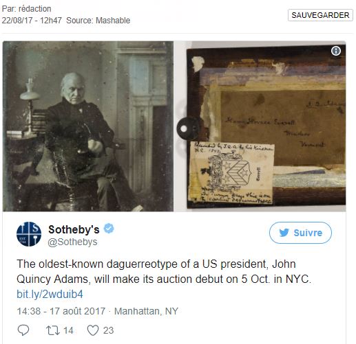 Découverte de la plus vieille photo intacte d'un président américain