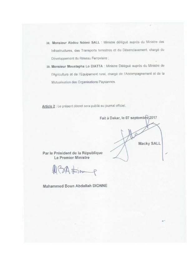 Nouveau Gouvernement du Sénégal: liste complète des nouveaux membres Nouveau Gouvernement du Sénégal: liste complète des nouveaux membres