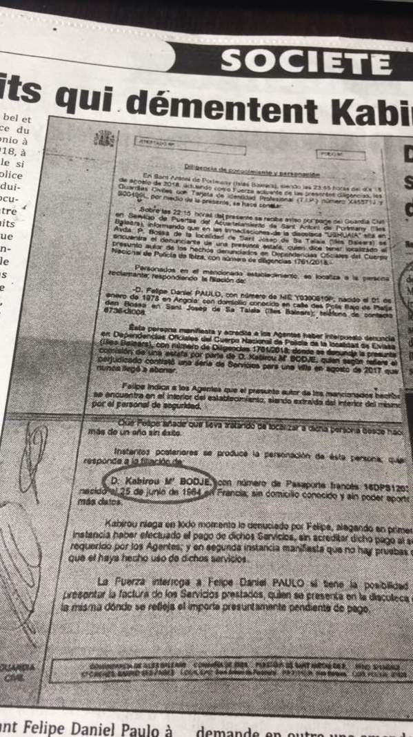 Espagne : L'AS brandit les preuves de l'arrestation de Kabirou Mbodje Espagne : L'AS brandit les preuves de l'arrestation de Kabirou Mbodje