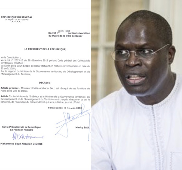 Conséquences du verdict de la Cour d’Appel : Khalifa Sall révoqué de son poste de maire de Dakar (décret) Conséquences du verdict de la Cour d’Appel : Khalifa Sall révoqué de son poste de maire de Dakar (décret)