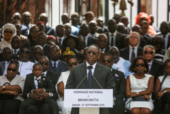 Voici le discours intégral du Pr Macky Sall à l'occasion de l'hommage national au ministre, chef de protocole Bruno Diatta