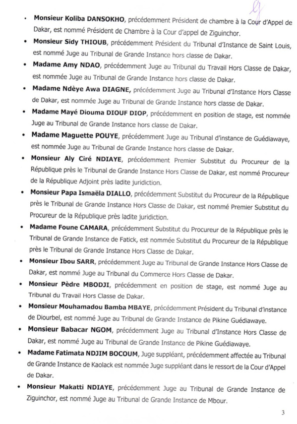 VASTE MOUVEMENT DANS LA JUSTICE: Les nominations du Conseil supérieur de la Magistrature VASTE MOUVEMENT DANS LA JUSTICE: Les nominations du Conseil supérieur de la Magistrature