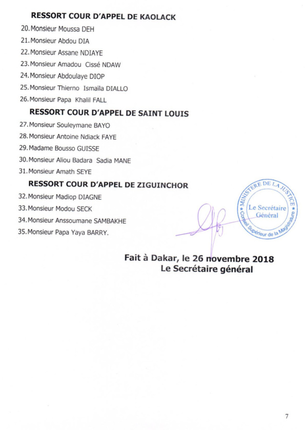 VASTE MOUVEMENT DANS LA JUSTICE: Les nominations du Conseil supérieur de la Magistrature VASTE MOUVEMENT DANS LA JUSTICE: Les nominations du Conseil supérieur de la Magistrature