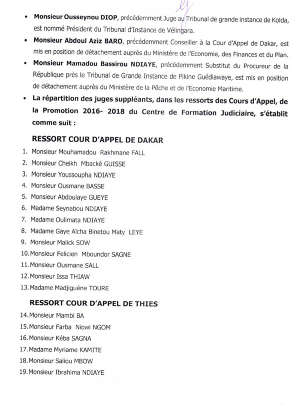 VASTE MOUVEMENT DANS LA JUSTICE: Les nominations du Conseil supérieur de la Magistrature VASTE MOUVEMENT DANS LA JUSTICE: Les nominations du Conseil supérieur de la Magistrature