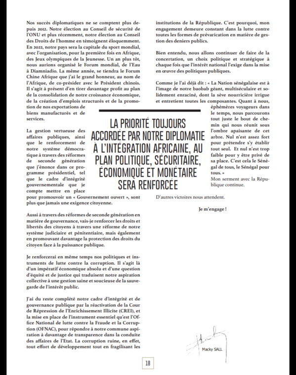 Après sa démonstration de force du week-end, voici le programme du candidat-sortant Macky Sall qui fera...mouche ! Après sa démonstration de force du week-end, voici le programme du candidat-sortant Macky Sall qui fera...mouche !