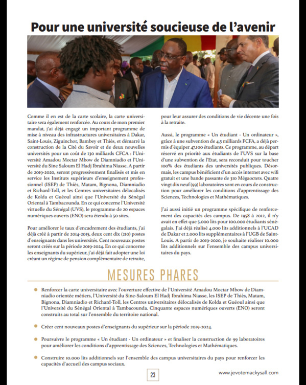 Après sa démonstration de force du week-end, voici le programme du candidat-sortant Macky Sall qui fera...mouche !