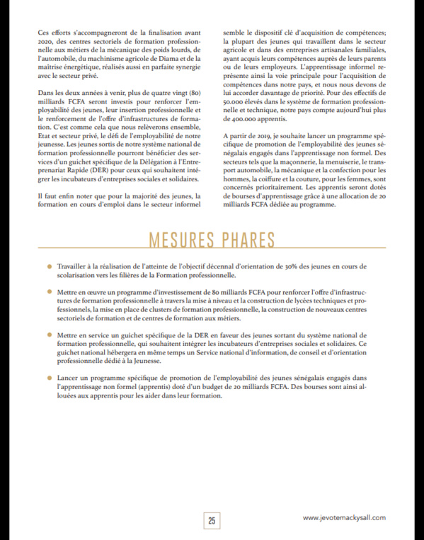 Après sa démonstration de force du week-end, voici le programme du candidat-sortant Macky Sall qui fera...mouche !