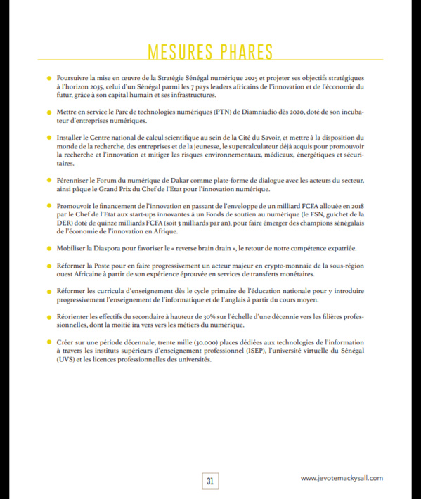 Après sa démonstration de force du week-end, voici le programme du candidat-sortant Macky Sall qui fera...mouche ! Après sa démonstration de force du week-end, voici le programme du candidat-sortant Macky Sall qui fera...mouche !