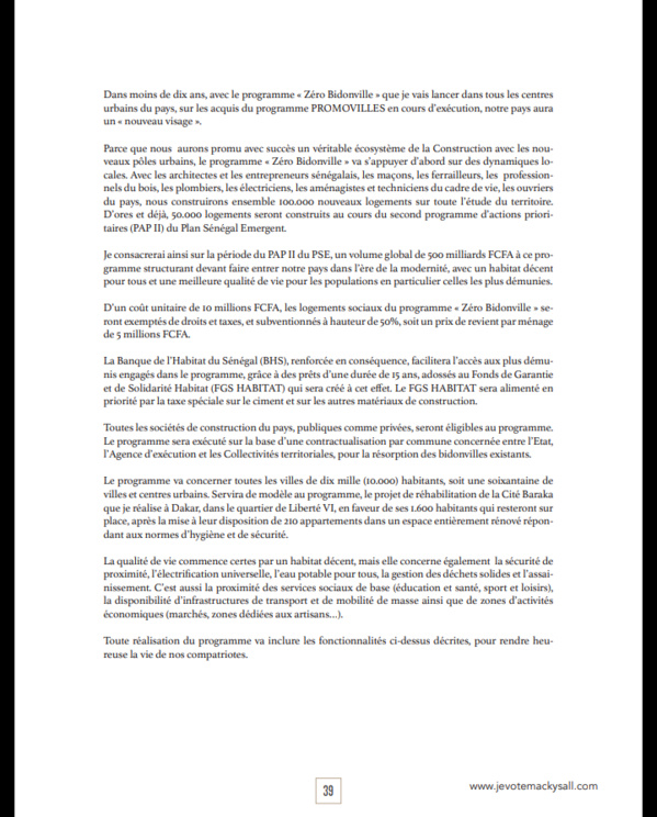 Après sa démonstration de force du week-end, voici le programme du candidat-sortant Macky Sall qui fera...mouche !