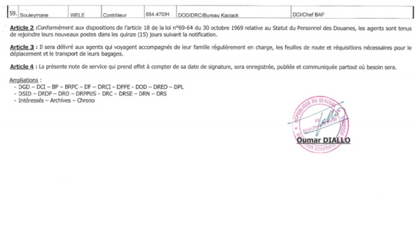 Le DG de la DOUANE secoue encore le cocotier !  (EXCLUSIVITE DAKARPOSTE)