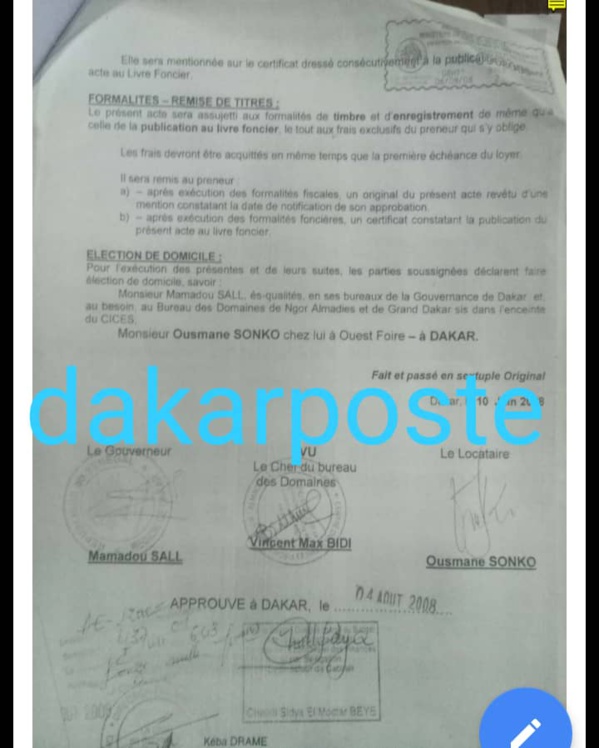 Ce bail que le candidat à la Présidentielle, Ousmane Sonko a "oublié" de...déclarer Ce bail que le candidat à la Présidentielle, Ousmane Sonko a "oublié" de...déclarer