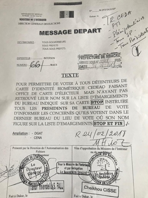 Voici l'arrêté du sous préfet de Ndam pour permettre aux électeurs de voter ! Voici l'arrêté du sous préfet de Ndam pour permettre aux électeurs de voter !