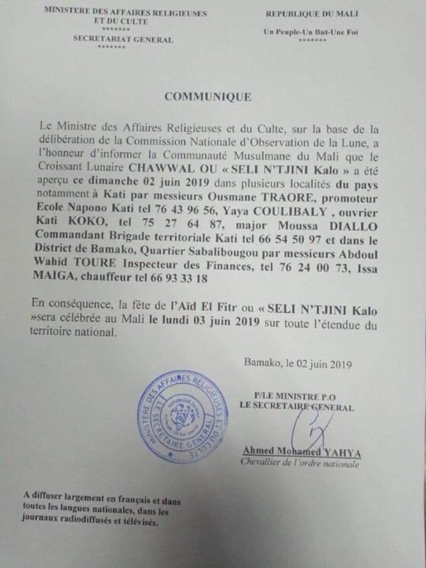 DERNIÈRE MINUTE -Le Mali célèbre ce lundi la Korité