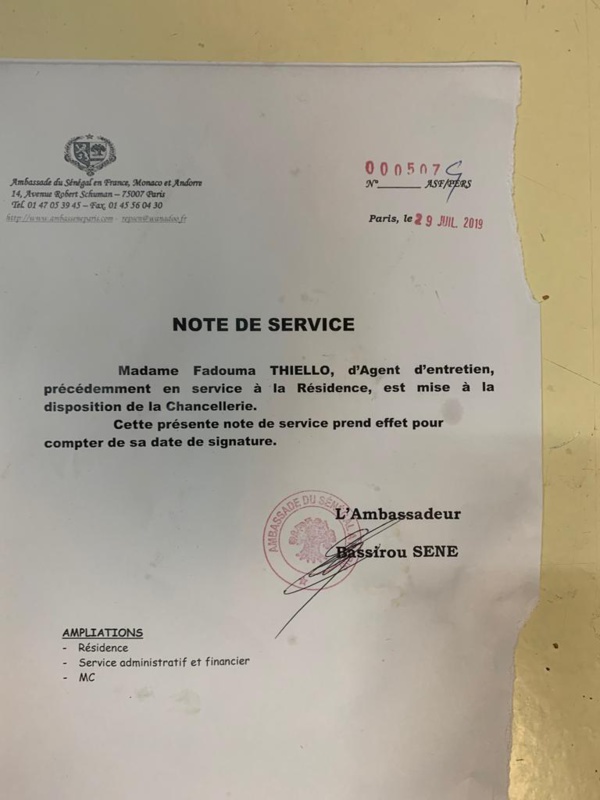 ​Ambassade du Sénégal à Paris - Effarantes révélations sur le magistère de Bassirou Sène