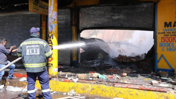 Un magasin endommagé par les rixes xénophobes, le 3 septembre 2019, à Johannesburg