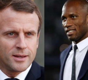 Macron et  Drogba se rencontrent pour... Macron et  Drogba se rencontrent pour...