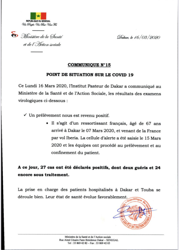 Dernière minute – Institut Pasteur : Un nouveau cas testé positif au coronavirus ce lundi . Dernière minute – Institut Pasteur : Un nouveau cas testé positif au coronavirus ce lundi .