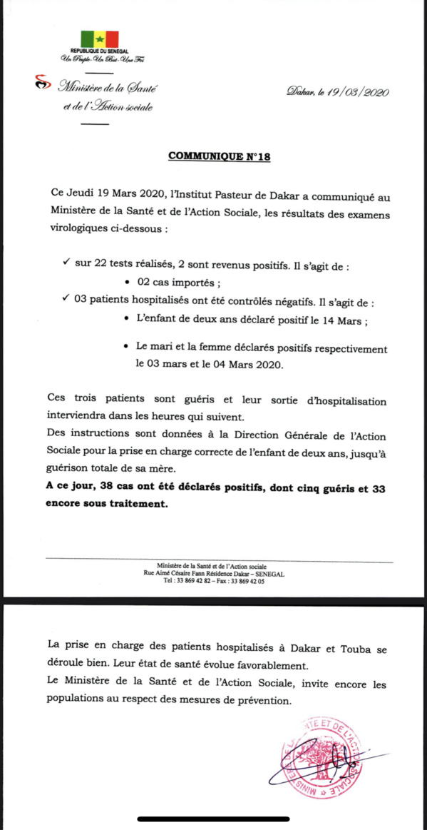 Institut Pasteur : Deux nouveaux cas testés positifs au coronavirus, 3 nouveaux guéris. Institut Pasteur : Deux nouveaux cas testés positifs au coronavirus, 3 nouveaux guéris.