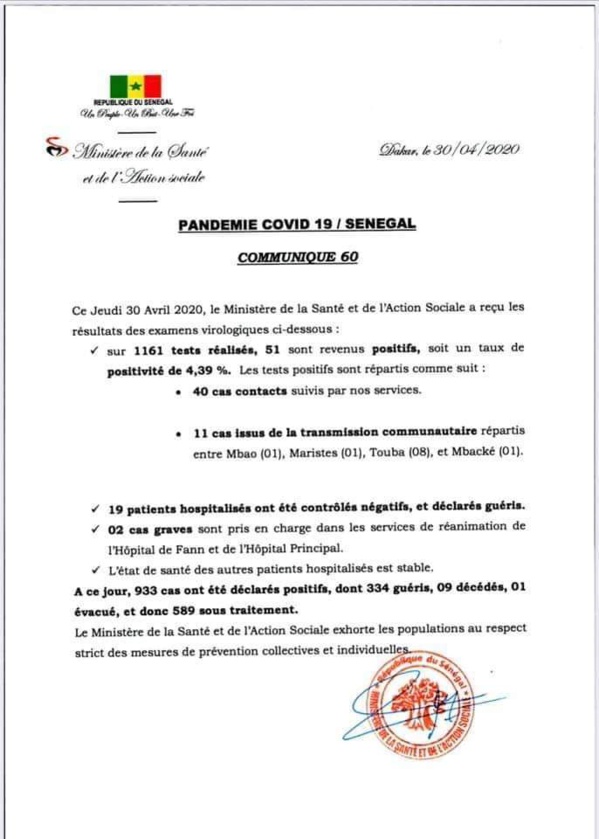 URGENT - 51 nouvelles personnes testées positives au coronavirus