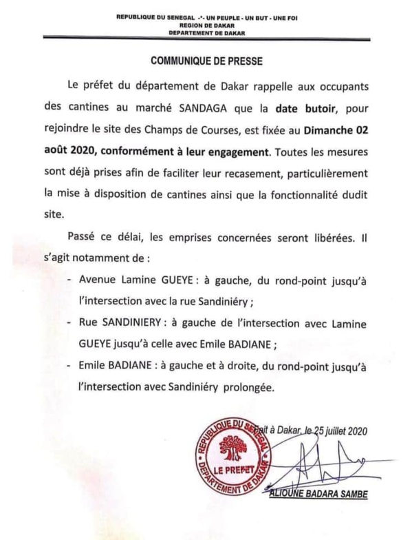 Marché Sandaga: Le Préfet de Dakar donne la date du déguerpissement définitif
