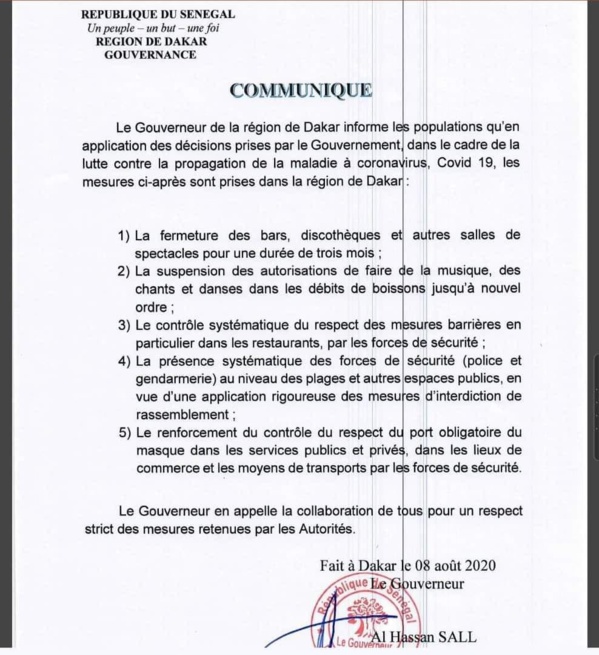 COVID-19/APRÈS LA SORTIE DU MINISTRE DE L'INTÉRIEUR: Le gouverneur de Dakar hausse le ton