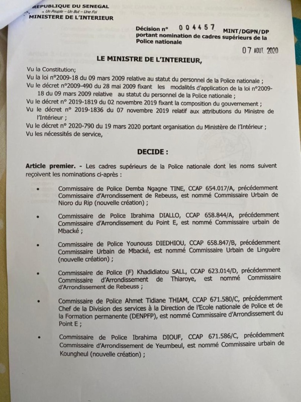 Nominations au sein de la Police : jeu de chaises musicales et nouvelles créations Nominations au sein de la Police : jeu de chaises musicales et nouvelles créations