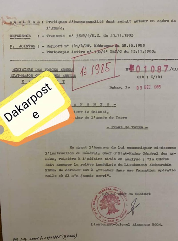 Le colonel Kébé enseignant à l’Université Gaston Berger de Saint-Louis – Un danger pour les étudiants ! (DOCUMENTS) Le colonel Kébé enseignant à l’Université Gaston Berger de Saint-Louis – Un danger pour les étudiants ! (DOCUMENTS)