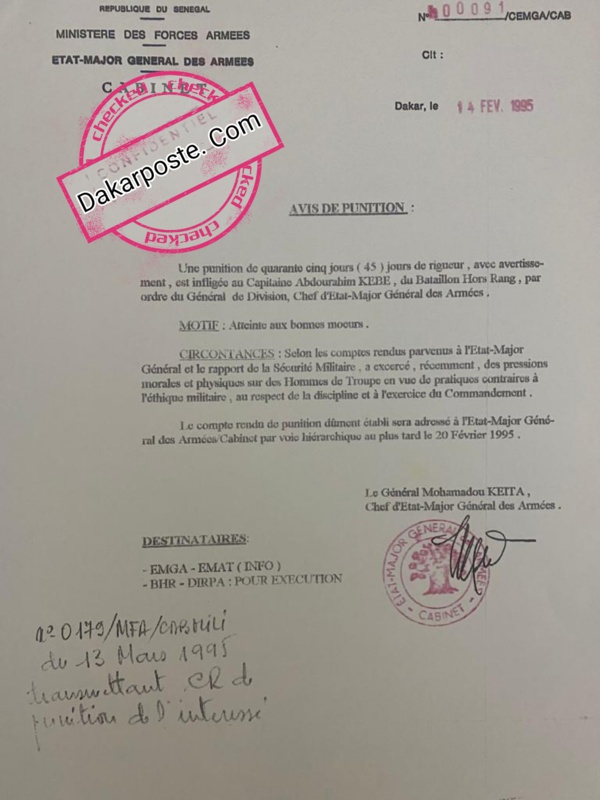 Le colonel Kébé enseignant à l’Université Gaston Berger de Saint-Louis – Un danger pour les étudiants ! (DOCUMENTS) Le colonel Kébé enseignant à l’Université Gaston Berger de Saint-Louis – Un danger pour les étudiants ! (DOCUMENTS)