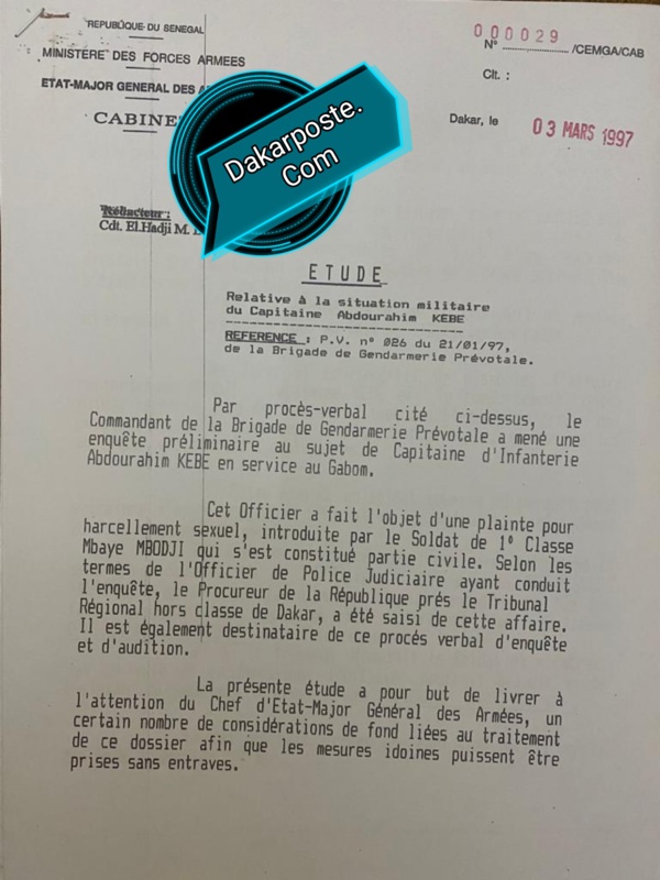 Le colonel Kébé enseignant à l’Université Gaston Berger de Saint-Louis – Un danger pour les étudiants ! (DOCUMENTS) Le colonel Kébé enseignant à l’Université Gaston Berger de Saint-Louis – Un danger pour les étudiants ! (DOCUMENTS)
