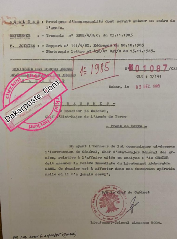 Le colonel Kébé enseignant à l’Université Gaston Berger de Saint-Louis – Un danger pour les étudiants ! (DOCUMENTS) Le colonel Kébé enseignant à l’Université Gaston Berger de Saint-Louis – Un danger pour les étudiants ! (DOCUMENTS)