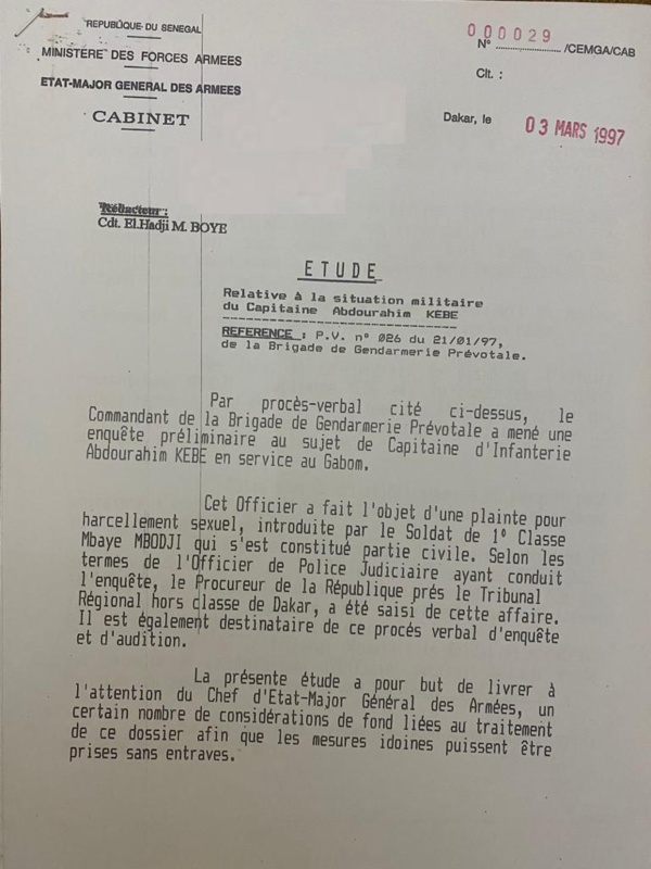 Le colonel Kébé enseignant à l’Université Gaston Berger de Saint-Louis – Un danger pour les étudiants ! (DOCUMENTS) Le colonel Kébé enseignant à l’Université Gaston Berger de Saint-Louis – Un danger pour les étudiants ! (DOCUMENTS)