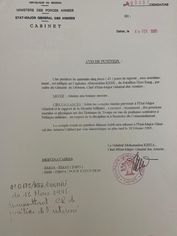 Le colonel Kébé enseignant à l’Université Gaston Berger de Saint-Louis – Un danger pour les étudiants ! (DOCUMENTS) Le colonel Kébé enseignant à l’Université Gaston Berger de Saint-Louis – Un danger pour les étudiants ! (DOCUMENTS)