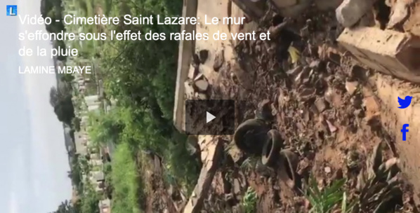 Vidéo - Cimetière Saint Lazare: Le mur s'effondre sous l'effet des rafales de vent et de la pluie
