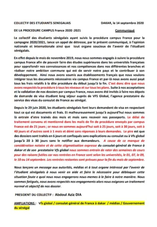 Campus France: Le cri du cœur des étudiants sénégalais Campus France: Le cri du cœur des étudiants sénégalais