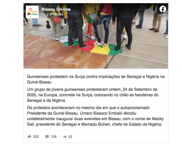 "Avenues Macky Sall et Buhari": Les Bissau Guinéens protestent et piétinent les drapeaux du Sénégal et...