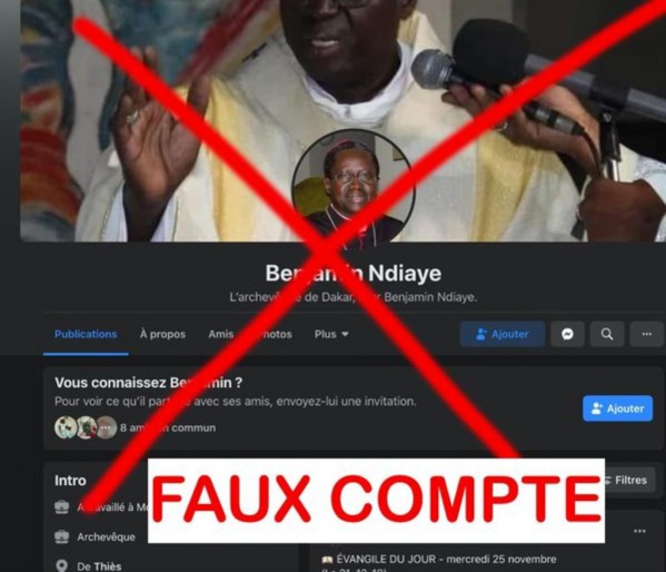 Le "faux compte" de l’archevêque de Dakar qui indispose l’Eglise