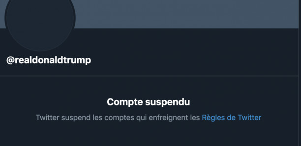 États-Unis : Twitter suspend "de façon permanente" le compte personnel de Donald Trump États-Unis : Twitter suspend "de façon permanente" le compte personnel de Donald Trump