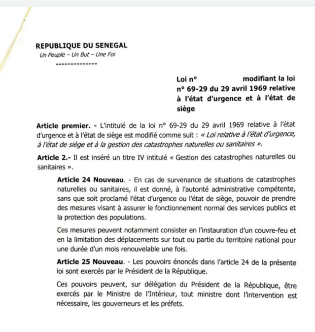 DOC/MODIFICATION DE LA LOI RELATIVE À L'ÉTAT D'URGENCE ET À L'ÉTAT DE SIÈGE