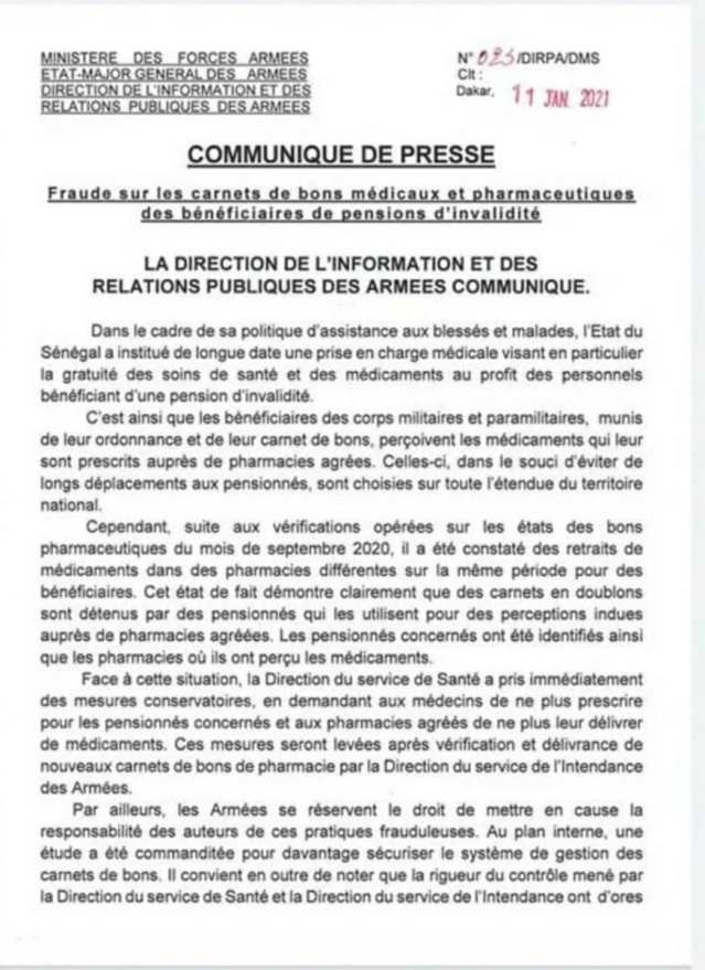 L’armée découvre une fraude des bons médicaux et pharmaceutiques L’armée découvre une fraude des bons médicaux et pharmaceutiques