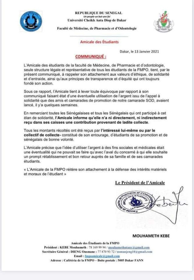 AFFAIRE S.O.D/AU COEUR DE LA POLÉMIQUE Le rétropédalage de l'amicale des étudiants de la Fac médecine AFFAIRE S.O.D/AU COEUR DE LA POLÉMIQUE Le rétropédalage de l'amicale des étudiants de la Fac médecine