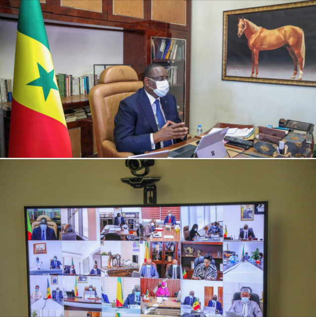 (Photo) Conseil des ministres en mode visioconférence pour le respect strict des gestes barrières. (Photo) Conseil des ministres en mode visioconférence pour le respect strict des gestes barrières.