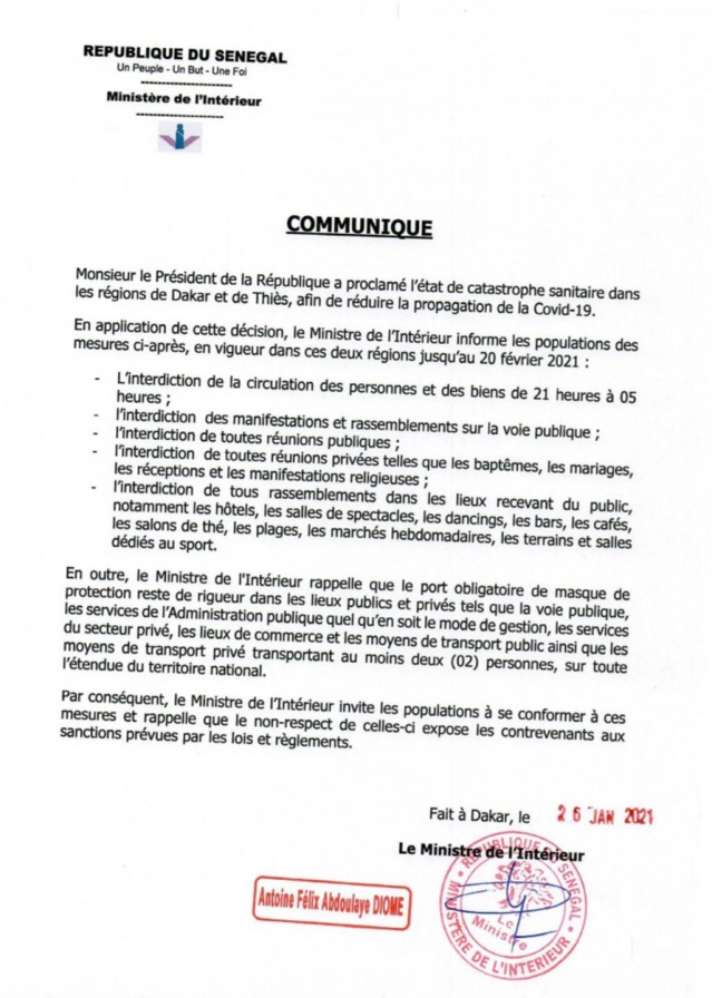 Couvre-feu et interdictions : Antoine Félixe Diome reprécise les choses Couvre-feu et interdictions : Antoine Félixe Diome reprécise les choses