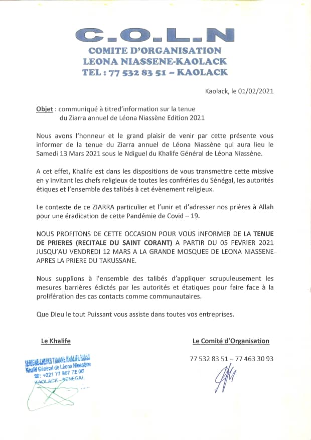 Malgré la hausse des cas covid-19 à Kaolack, Léona Niassène maintient son "ziarra"