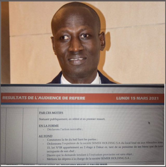 ALMADIES : Le tribunal prononce l’expulsion de Semer Holding, la société de Marcel Diagne. ALMADIES : Le tribunal prononce l’expulsion de Semer Holding, la société de Marcel Diagne.